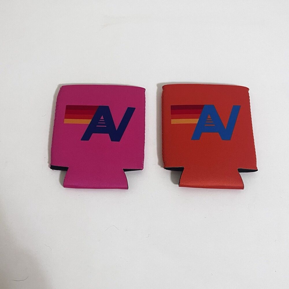 Aviator Nation Koozie Can Coolers Sleeves Lot of 2 Pink Tiger Orange La Jolla CA